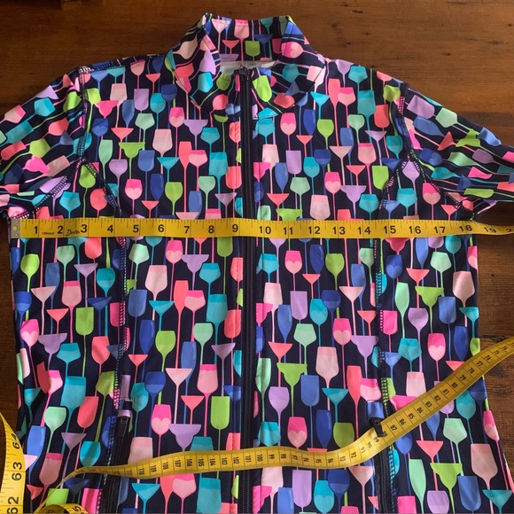 Lulu B Golf Colorful Wine Glass Athletic UPF 50 Cooling Zip Up Jacket Sz S - Picture 5 of 7